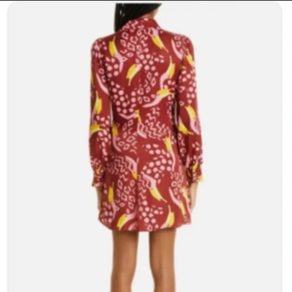 Farm Rio Toucanissimo Long Sleeve Print Beaded Tie Dress size Medium - Picture 7 of 12